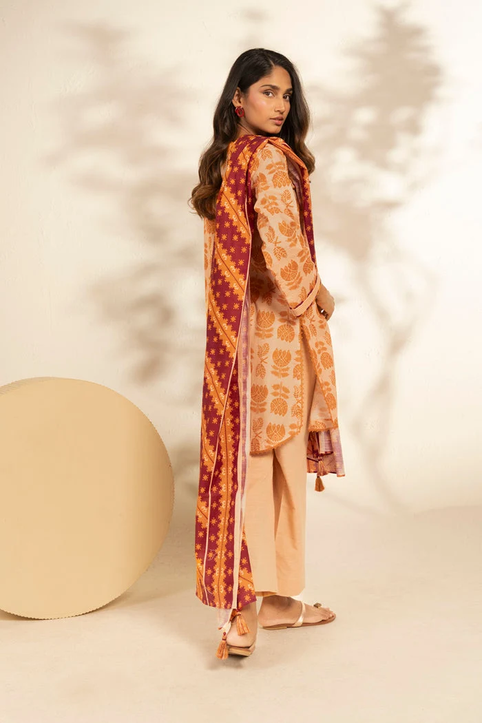 Al Karam Stitched Khaddar 3 Piece FW-127-25-1 Beige J(9) - Image 4