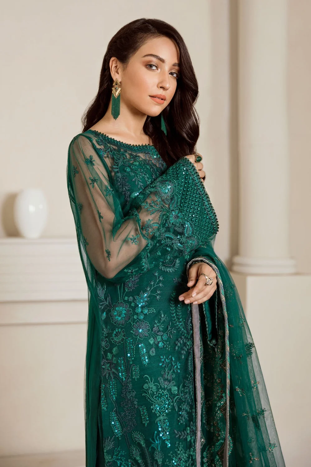 Baroque Stitched Festive Forest Green - Image 3