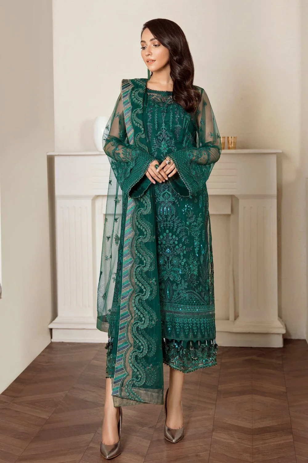 Baroque Stitched Festive Forest Green - Image 4