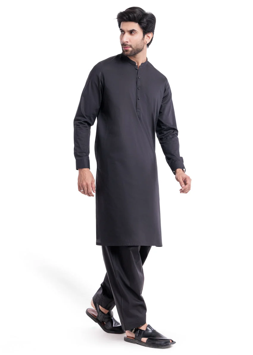 Black-Cotton-Shalwar Suit - (MPS25SSS2056) - Image 3