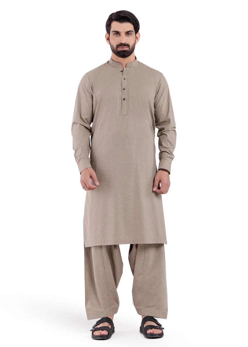 Brown-Blended-Shalwar Suit - (MP2PBBW25BM9O10) f-3 - Image 2