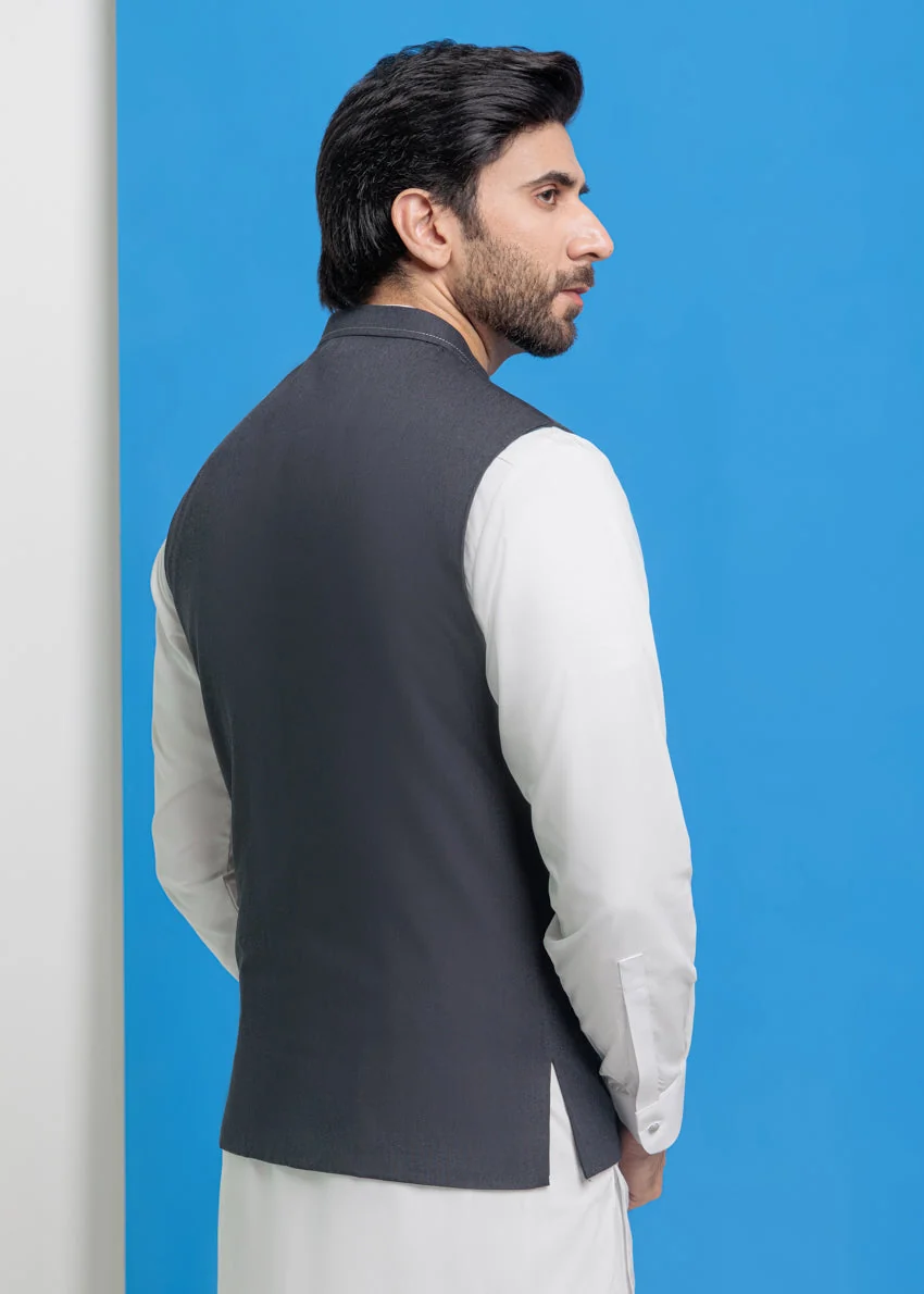 Charcoal-Blended-Waist Coat - (M25WCS1004) - Image 2