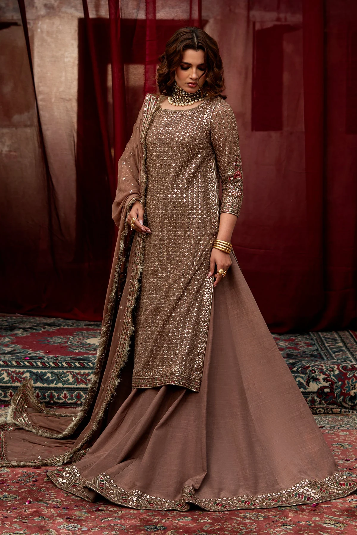 3-PC Embroidered Chiffon Suit CMA-6-221 - Image 4