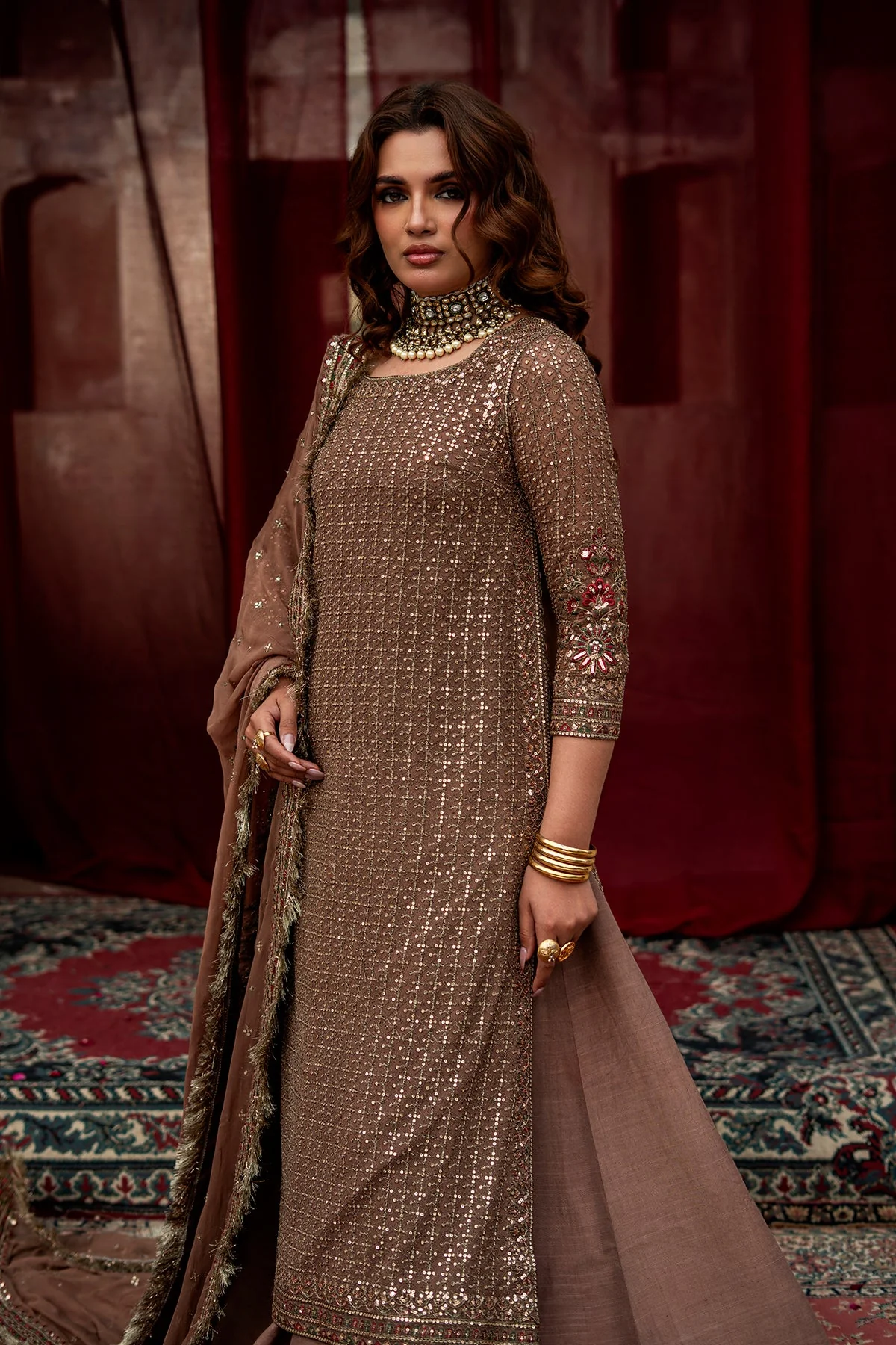 3-PC Embroidered Chiffon Suit CMA-6-221 - Image 5