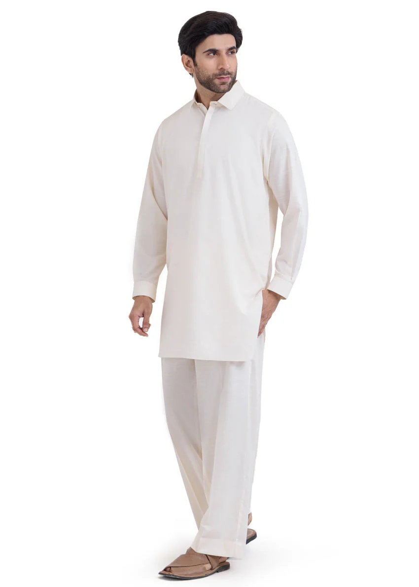 Cream-Blended-Kurta Trouser - (MP2PSBW25BM1J9) J(33) F-1-2