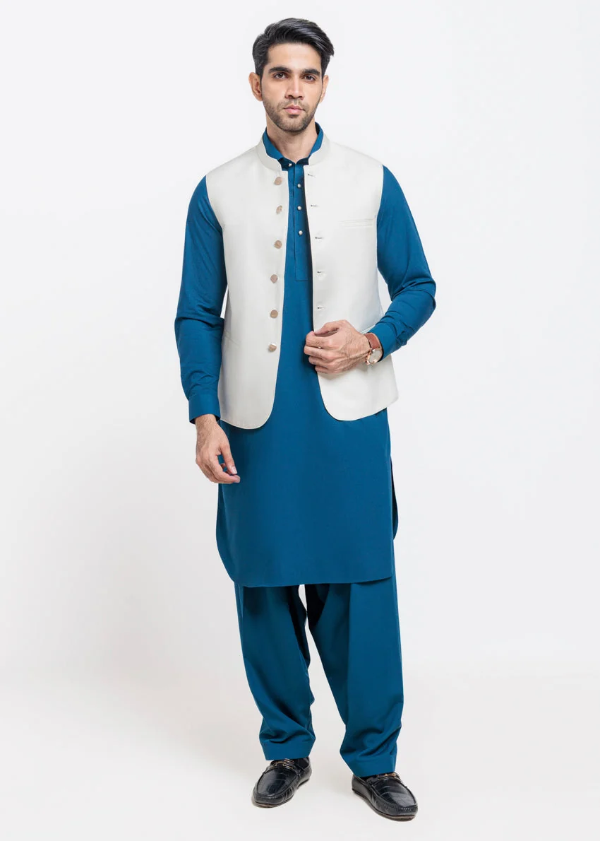 Cream-Blended-Waist Coat - (MPS25WCS1011)