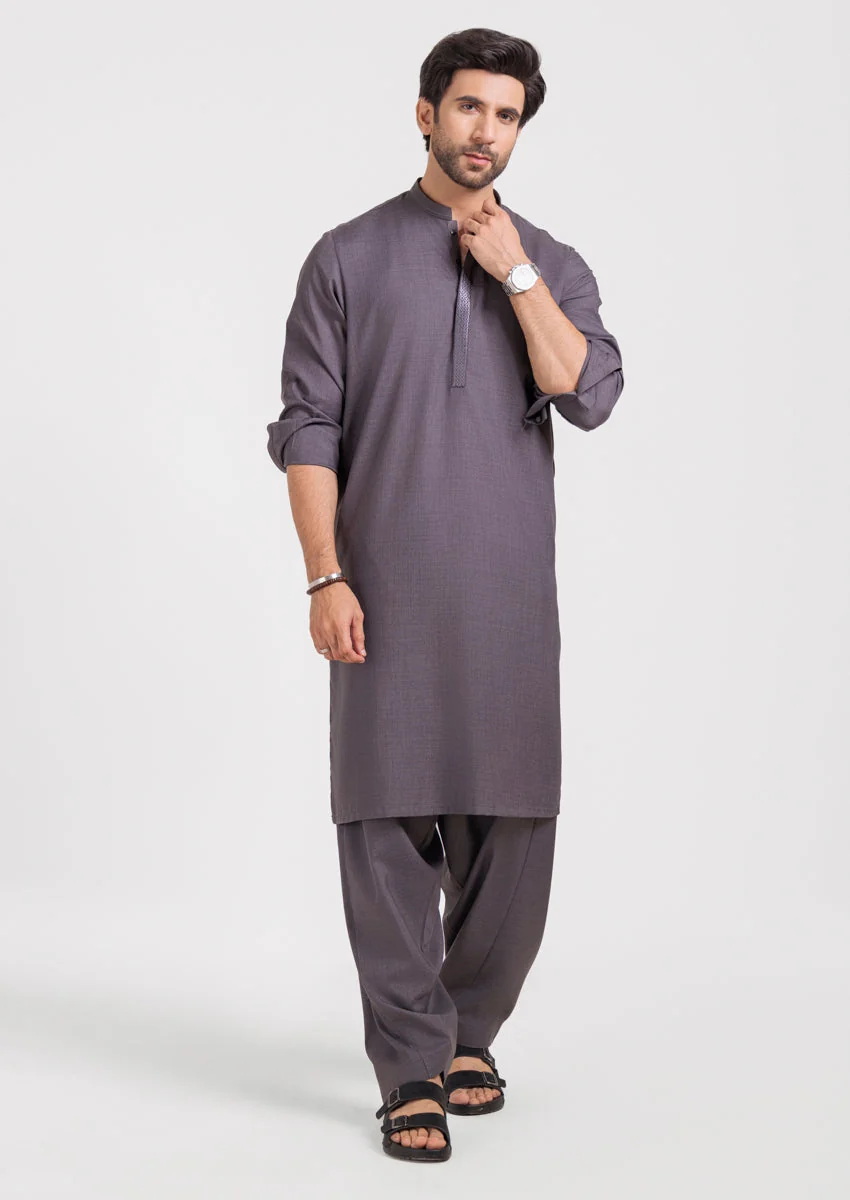 D-Grey-Blended-Kurta Shalwar - (MPS25KSE2064) Y-F-8 J(8) - Image 4