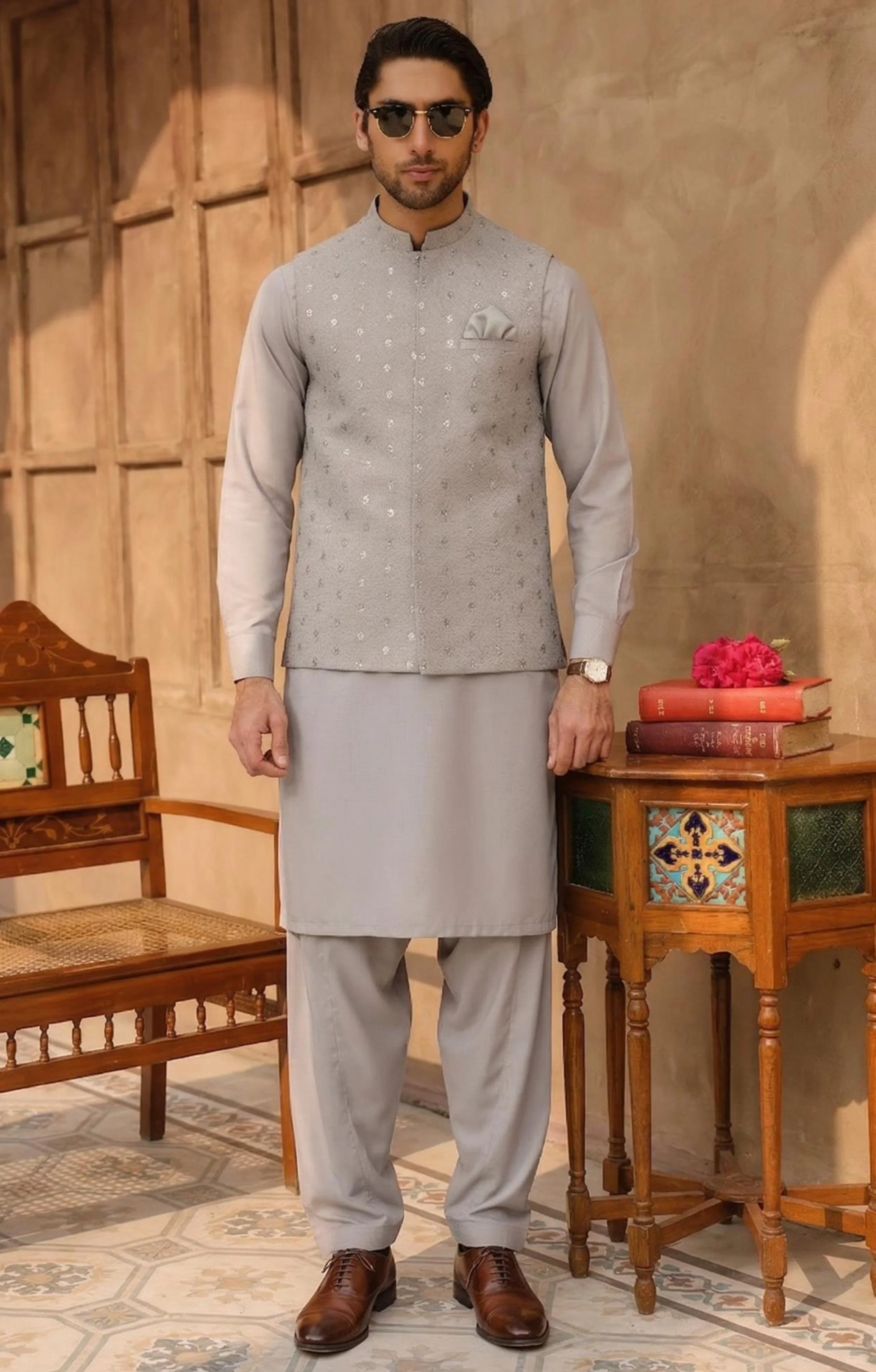 Mens Kurta Shalwar & Vest Combo ETKSW0010
