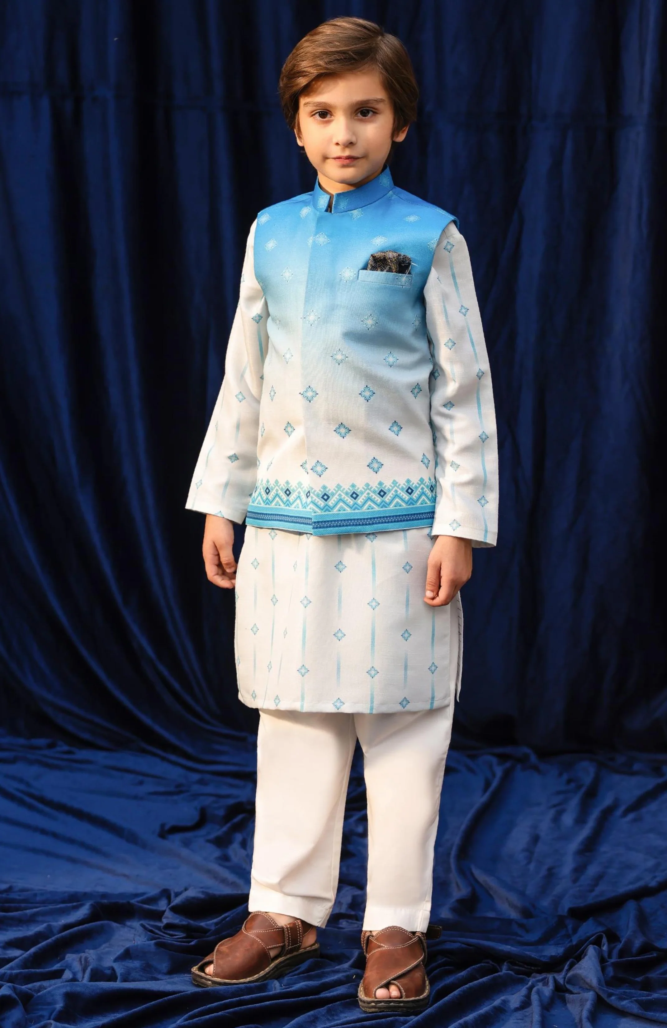 Boys Shalwar Suit with Vest DJKPW-71113-1