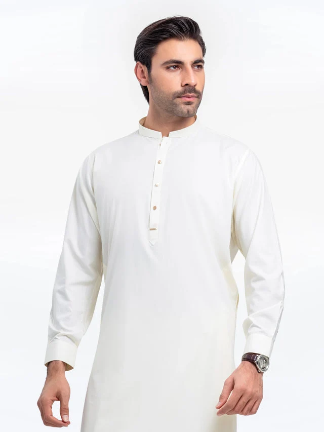 Edenrobe Men's Cream Kurta Shalwar - EMTKS24S-41146 NY(Top2) - Image 2