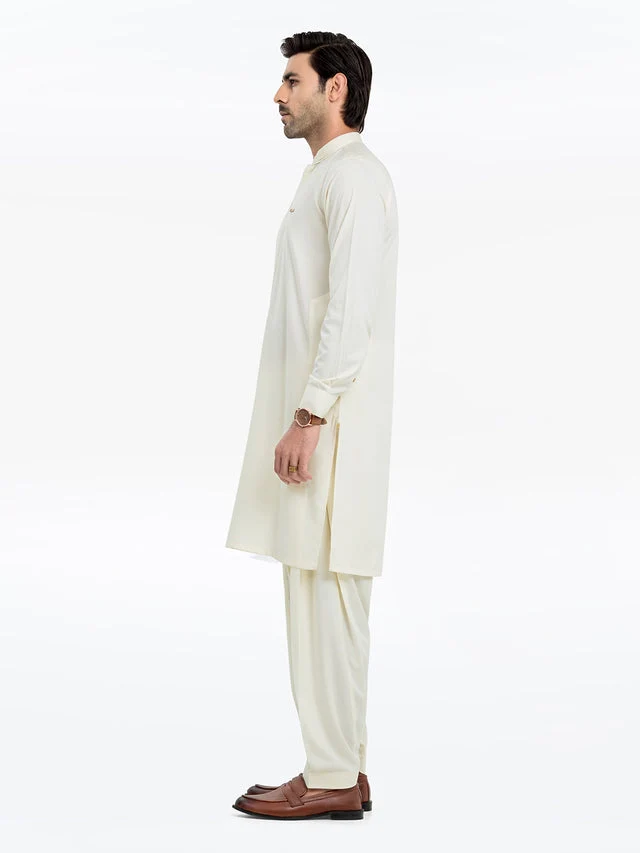 Edenrobe Men's Cream Kurta Shalwar - EMTKST24S-99460 NY(F24) - Image 4