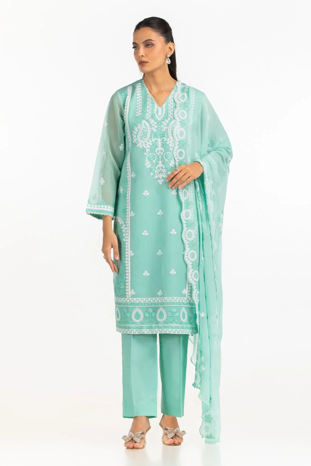 Gul Ahmed Stitched Cotton Net 3 Piece IUSTKSD-2143 J(73) Y-1