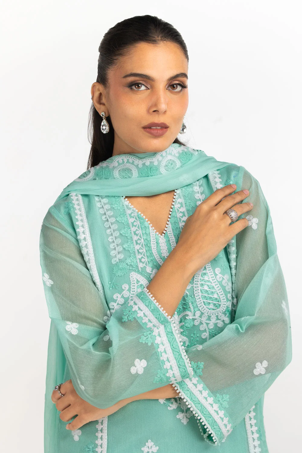 Gul Ahmed Stitched Cotton Net 3 Piece IUSTKSD-2143 J(73) Y-1 - Image 2