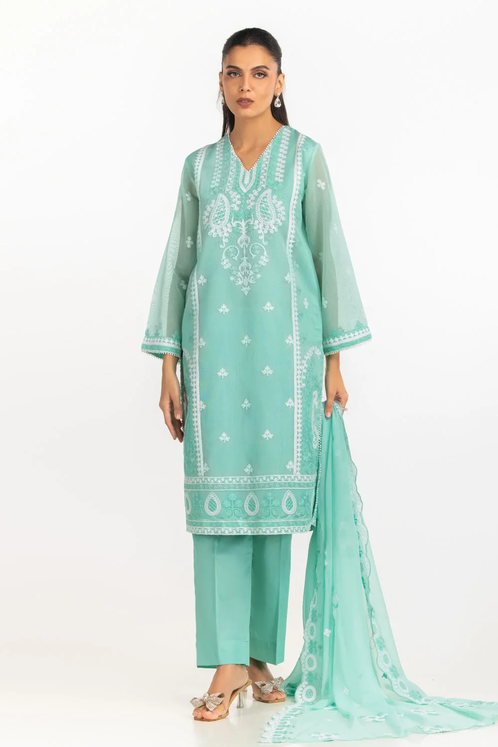 Gul Ahmed Stitched Cotton Net 3 Piece IUSTKSD-2143 J(73) Y-1 - Image 3