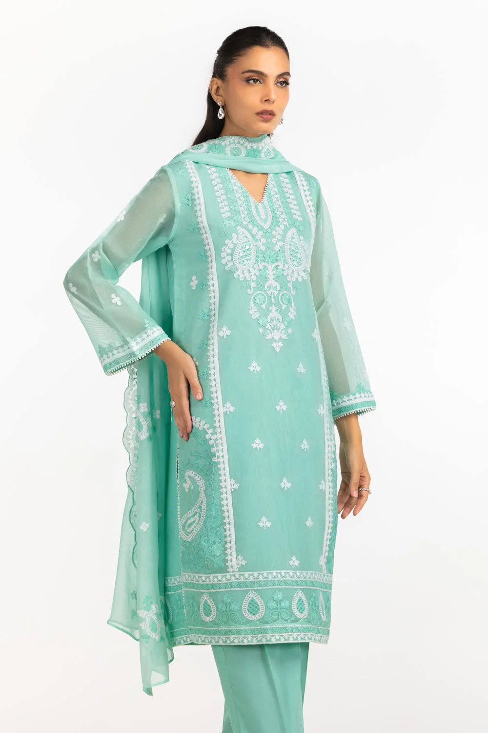 Gul Ahmed Stitched Cotton Net 3 Piece IUSTKSD-2143 J(73) Y-1 - Image 4