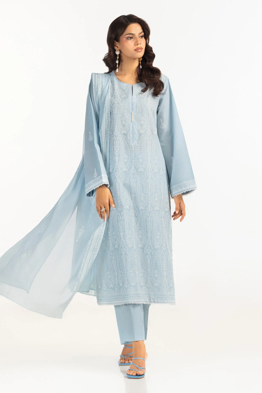 Gul Ahmed Stitched Embroidered 3 Piece IUSTKSD-2308 J(63) NY 57 - Image 3