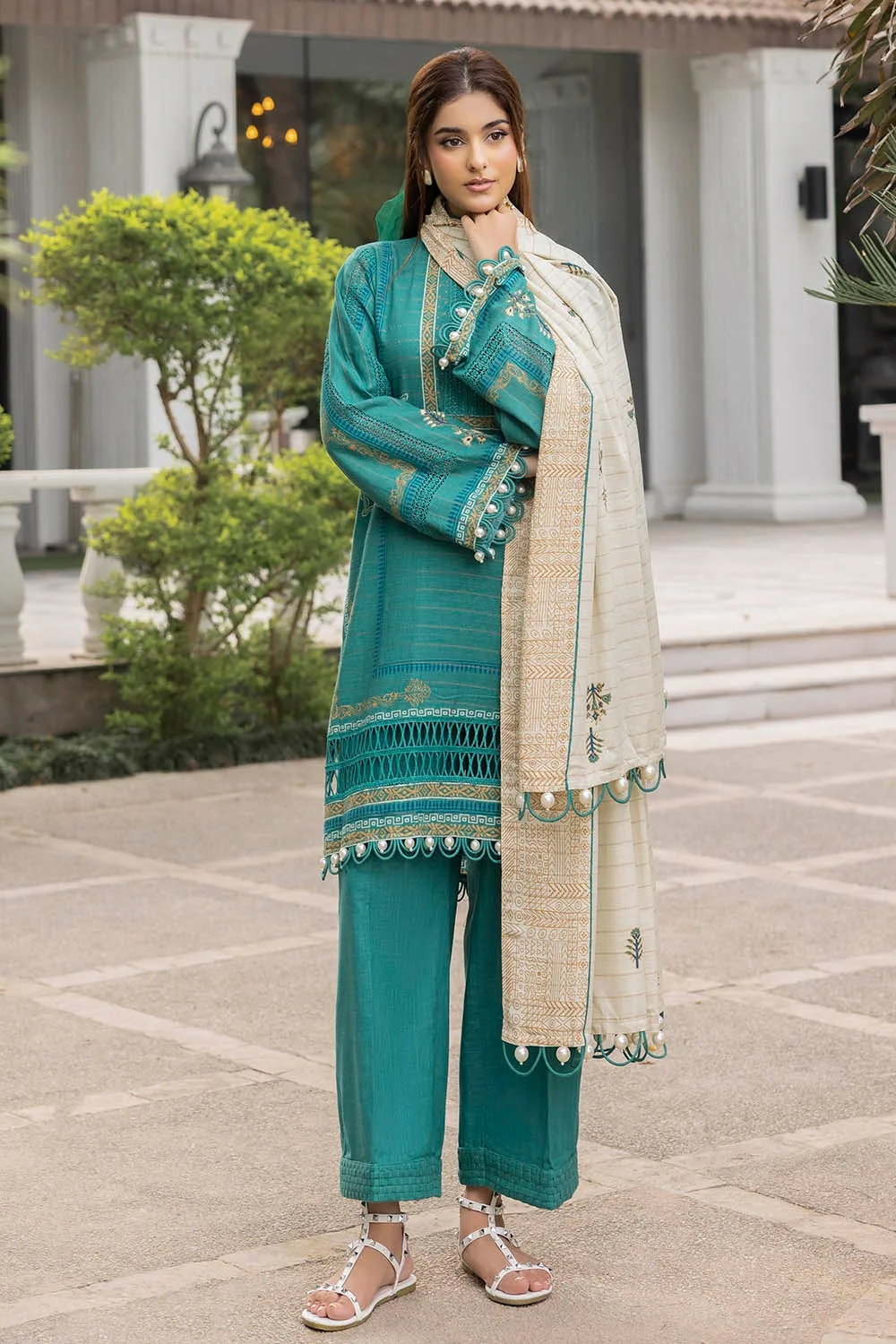 Gul Ahmed Unstitched Khaddar 3 Piece K#52059 - Image 2