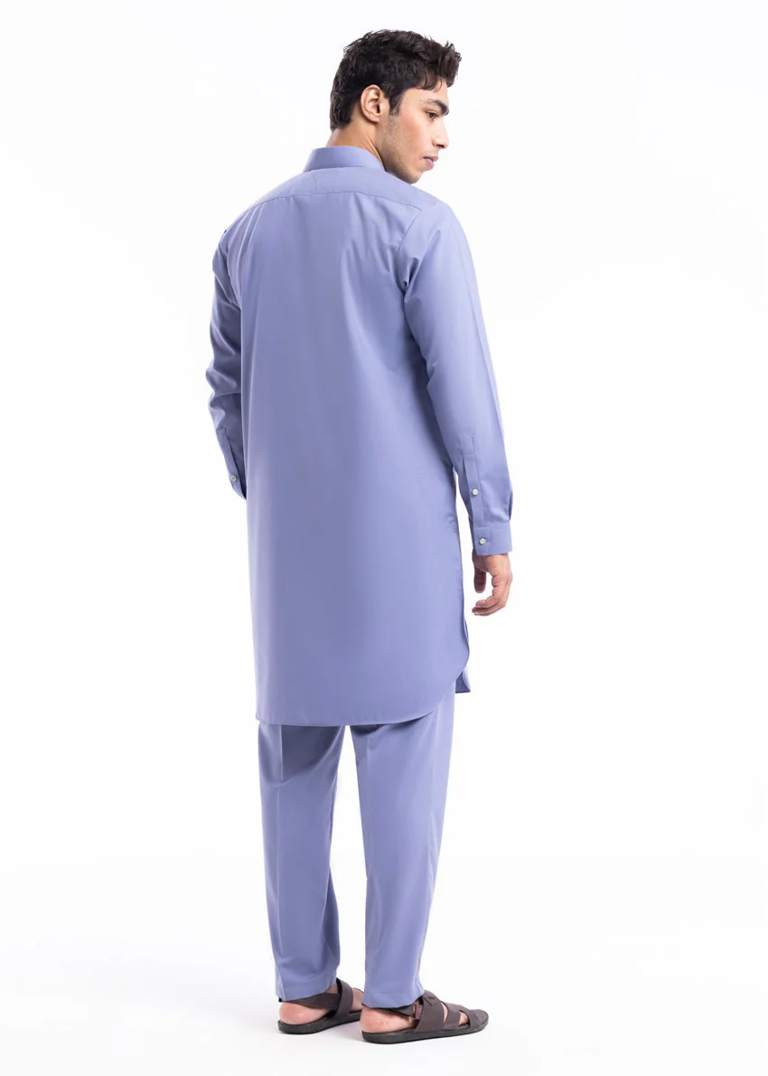 Ink-Blue-Blended-Kurta Trouser - (MP2PSBW25ADN23) F-2 - Image 2