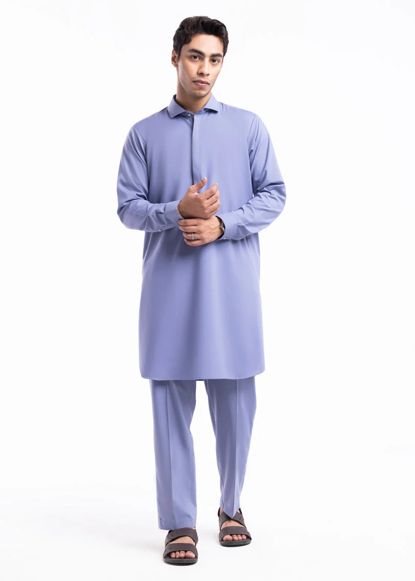 Ink-Blue-Blended-Kurta Trouser - (MP2PSBW25ADN23) F-2 - Image 3