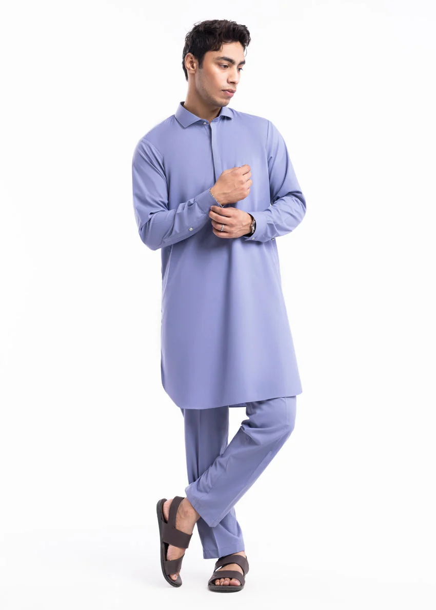 Ink-Blue-Blended-Kurta Trouser - (MP2PSBW25ADN23) F-2 - Image 4