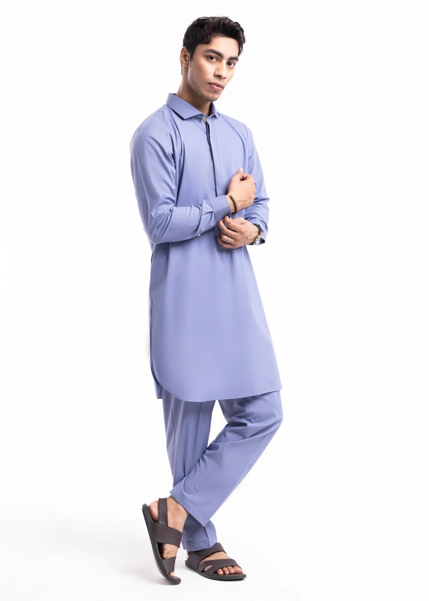 Ink-Blue-Blended-Kurta Trouser - (MP2PSBW25ADN23) F-2 - Image 5