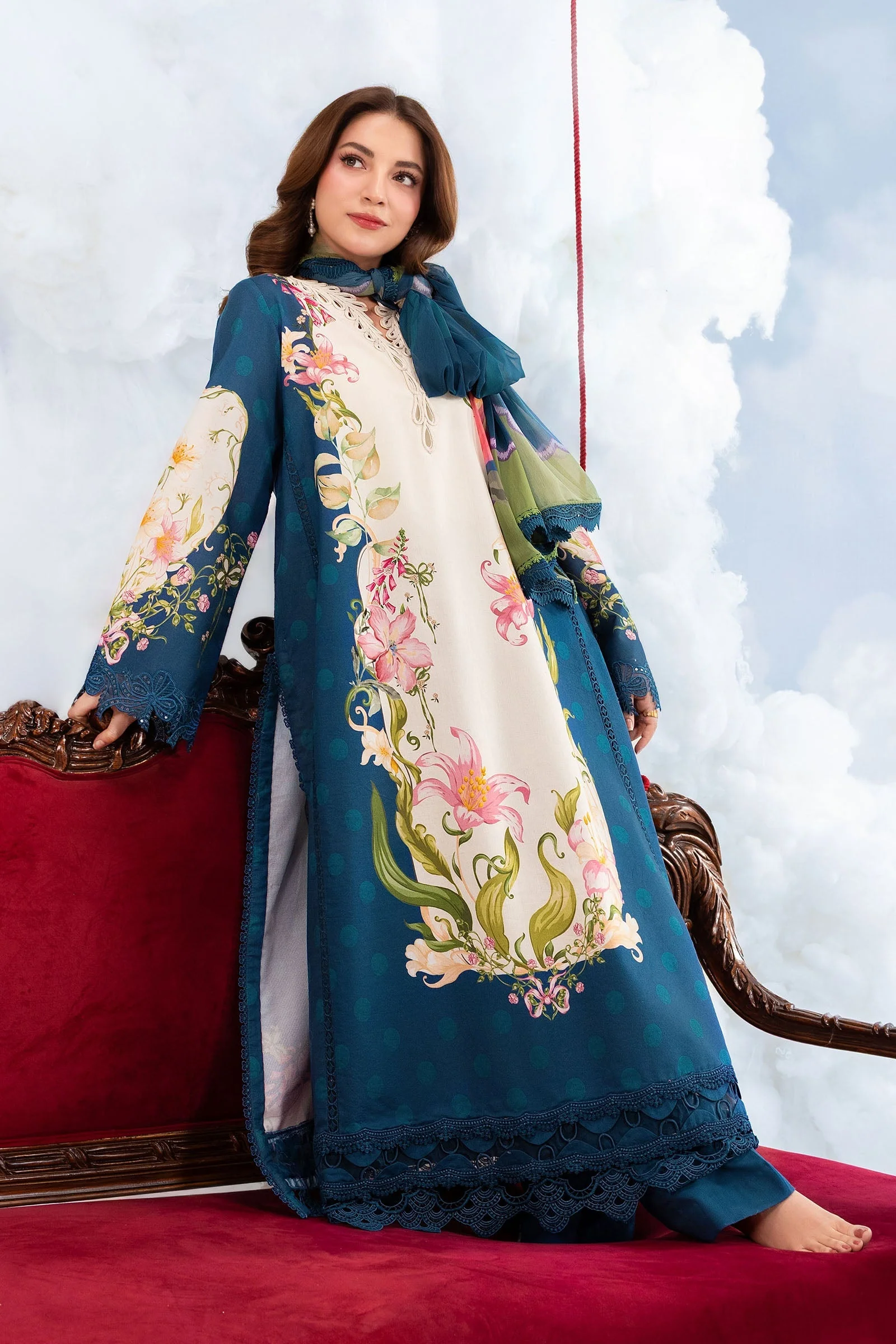 Maria B Stitched Embroidered 3 Piece D5B J(14&15)) NY 167 - Image 2