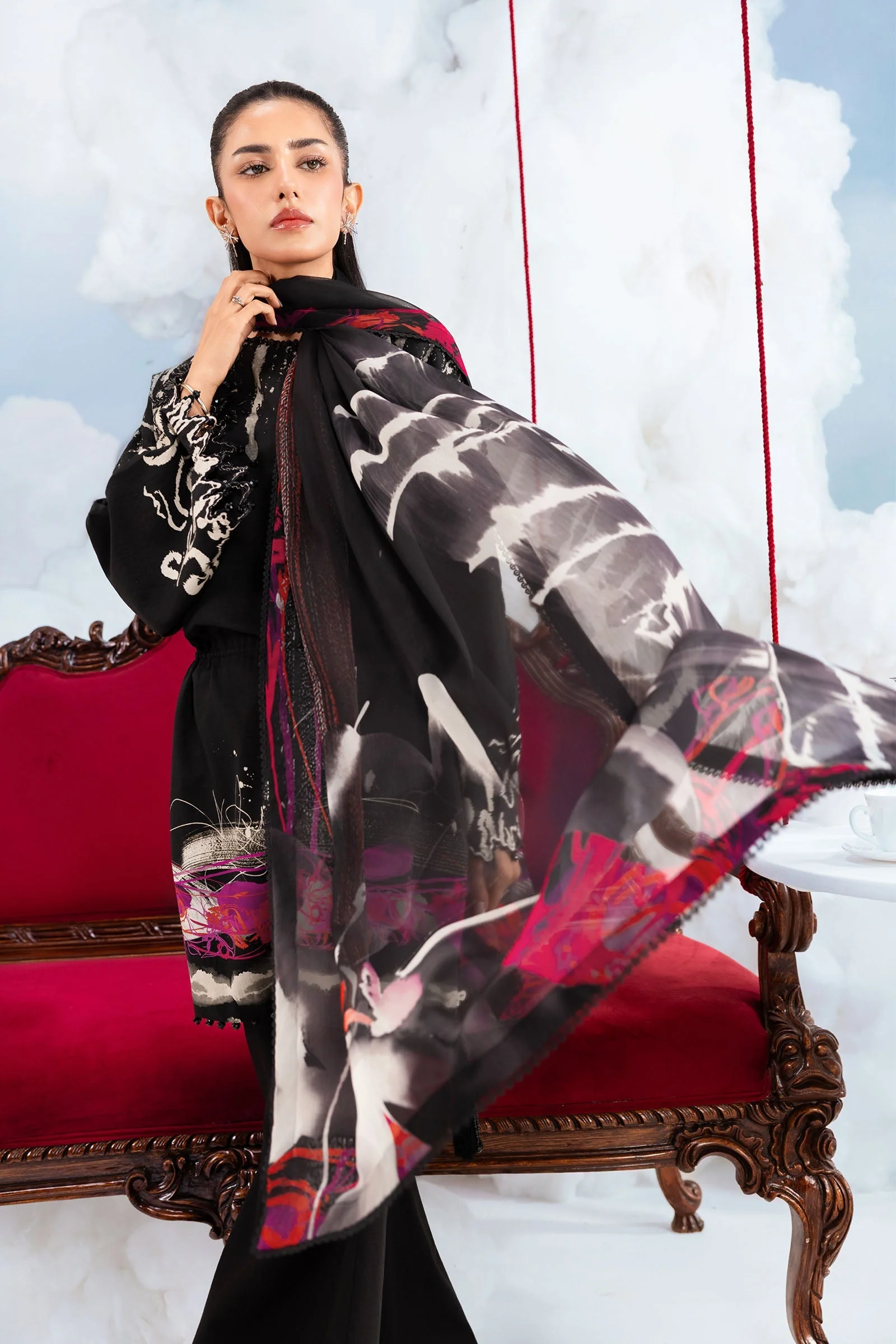 Maria B Stitched Embroidered 3 Piece D6A J(38) NY 163 - Image 3
