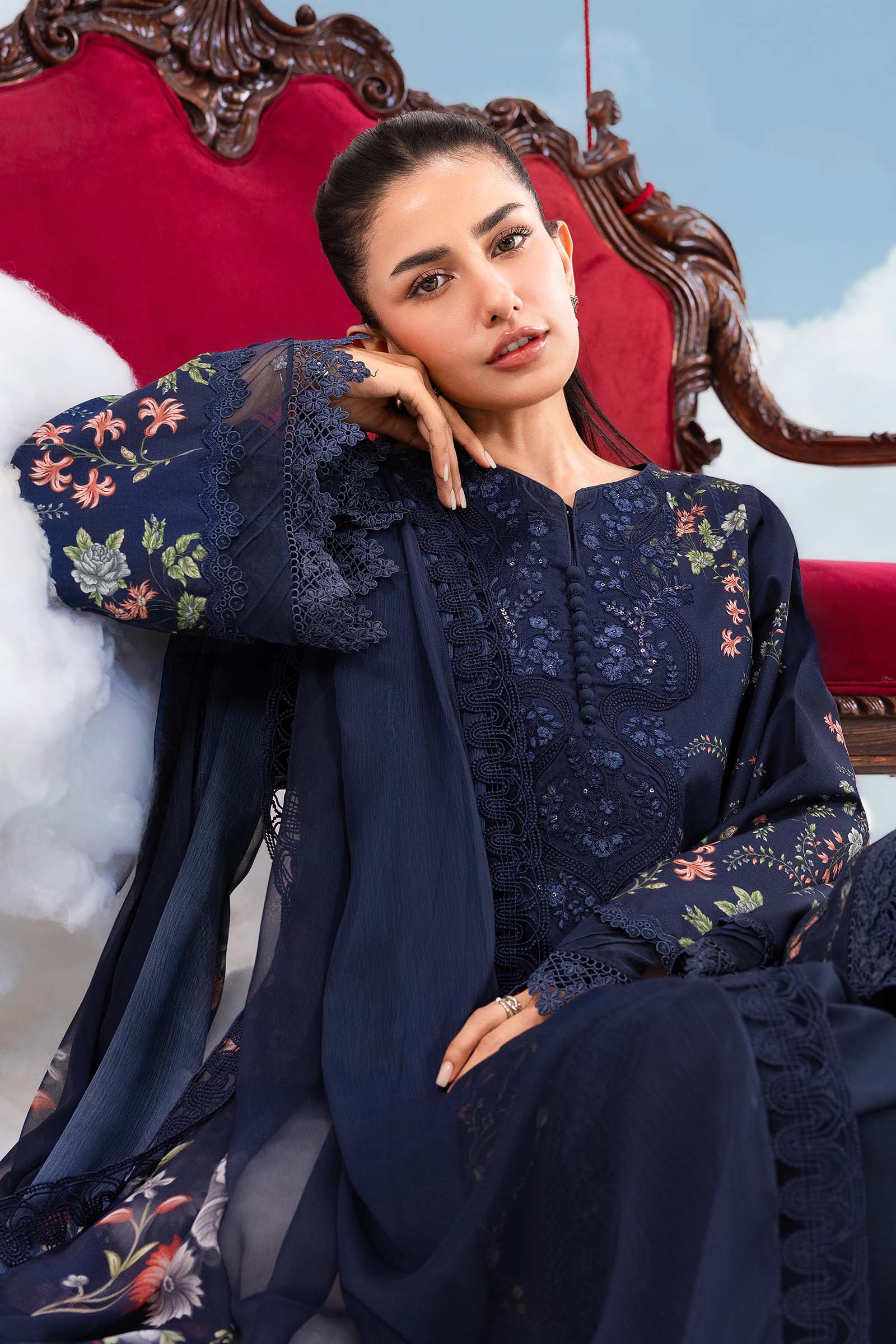 Maria B Stitched Embroidered 3 Piece D7B J(40) NY 170 - Image 6