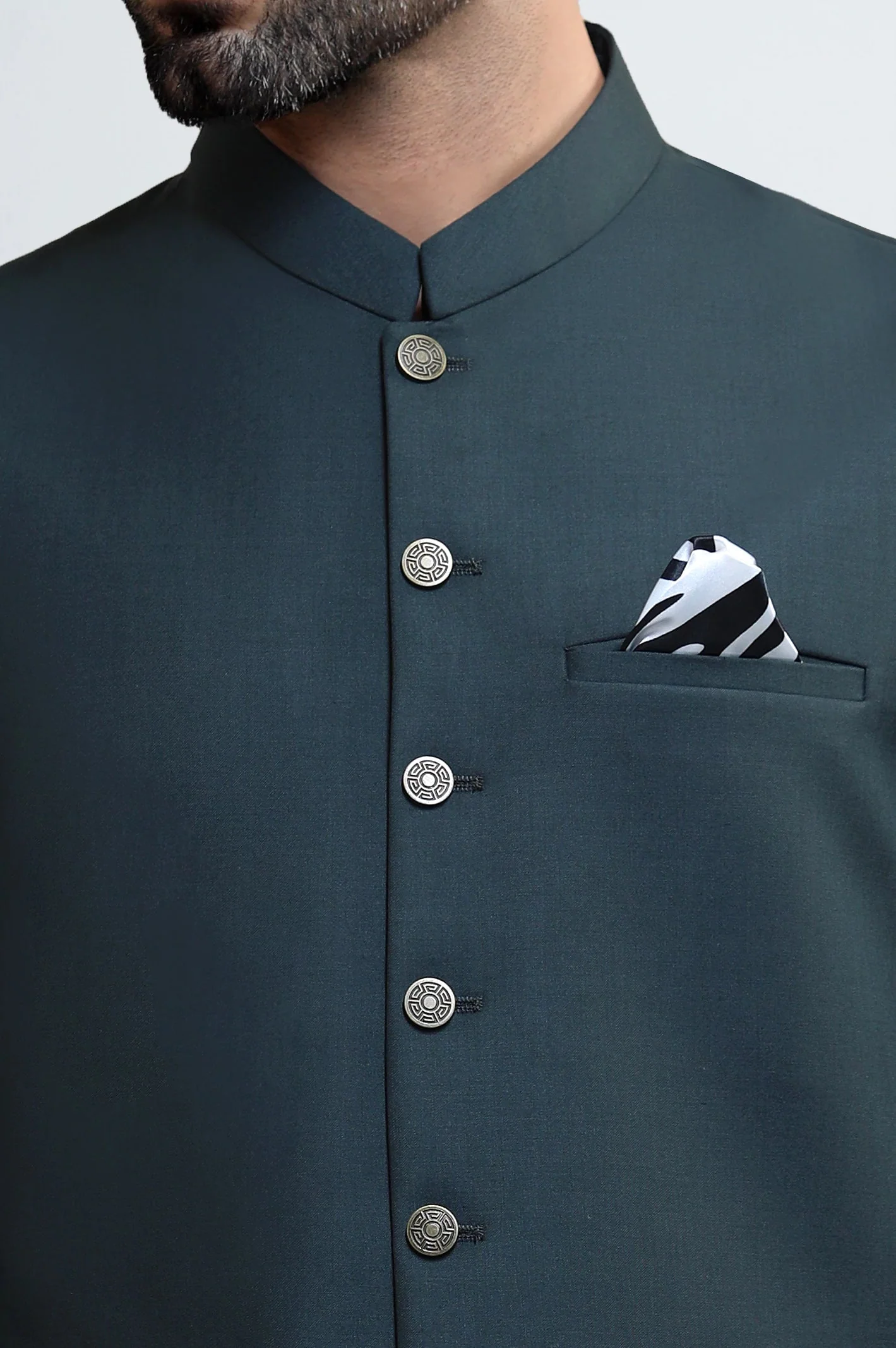 Mens Kurta Shalwar & Vest Combo EGW0046 Dark Green - Image 3
