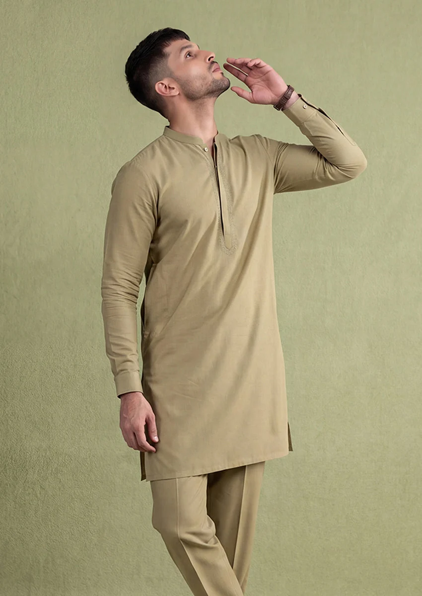 L-Olive-Cotton-Shalwar Suit - (MP2PBBW25BM10N18) Y-7)J(33) - Image 2