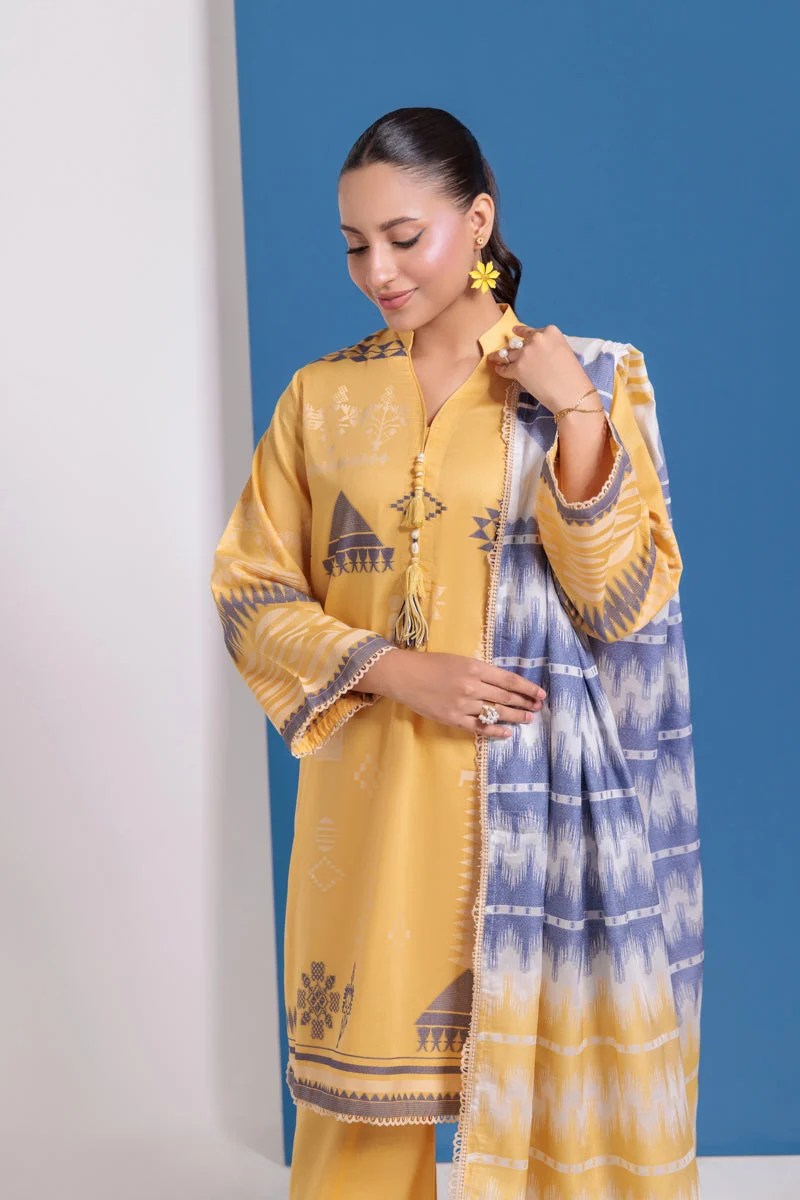 Mustard-Jacquard-3 Piece (WPS25JD3049) J(115) - Image 2