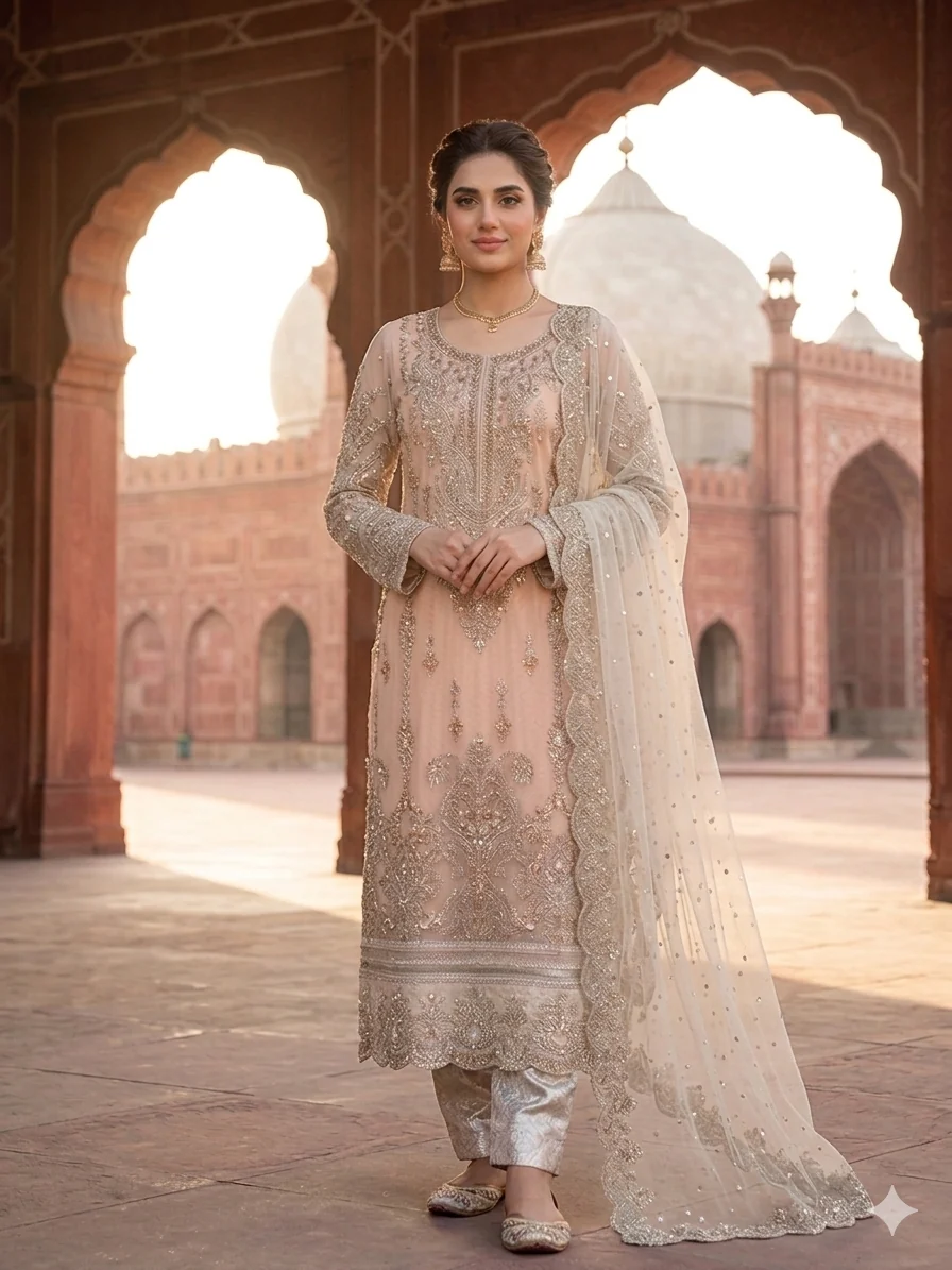 Festive Stitched Organza 3 Piece MW24060 J(34&33) - Image 3