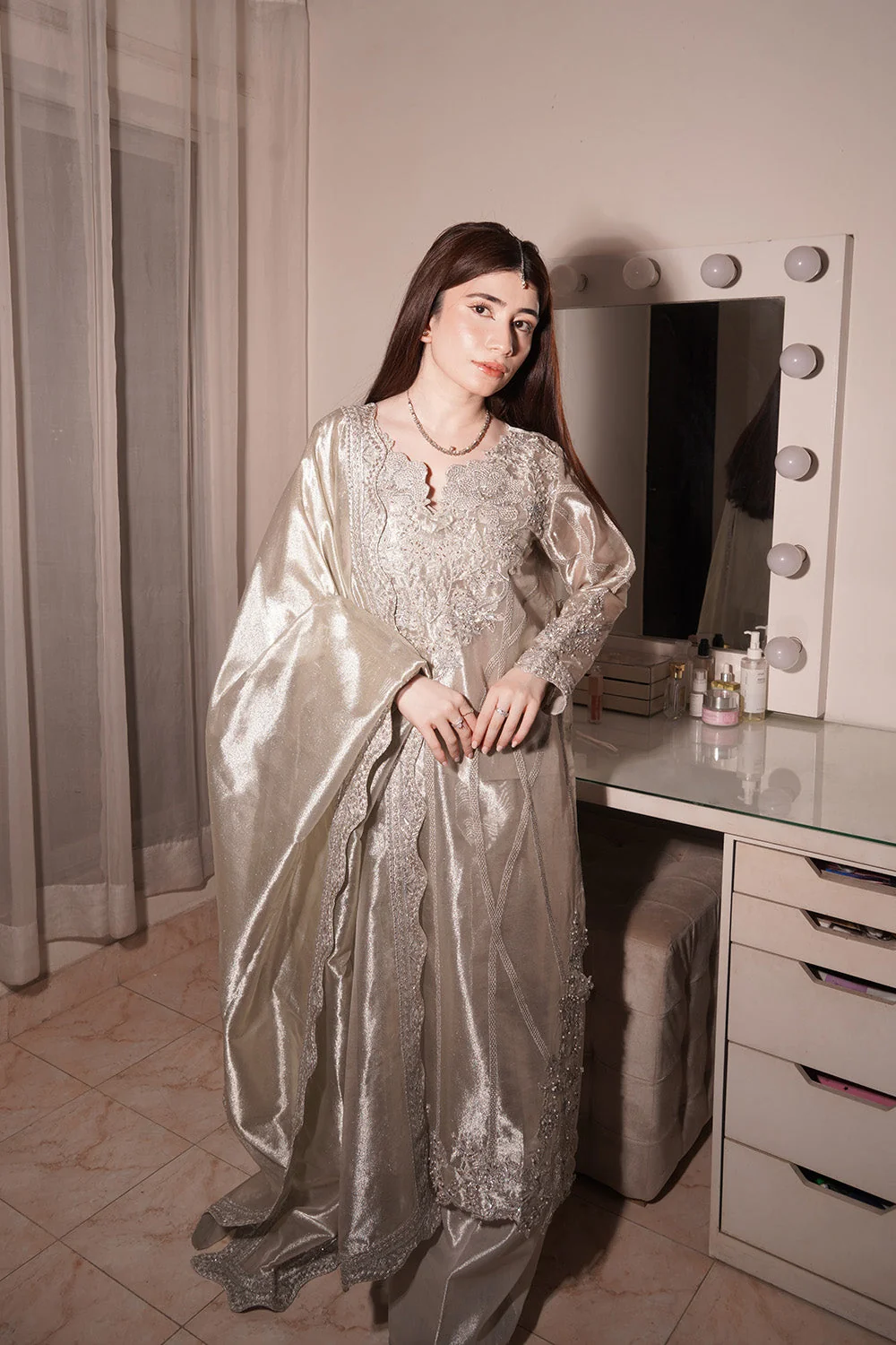 Festive Stitched Tissue Silk 3 Piece MW40114 - Image 4