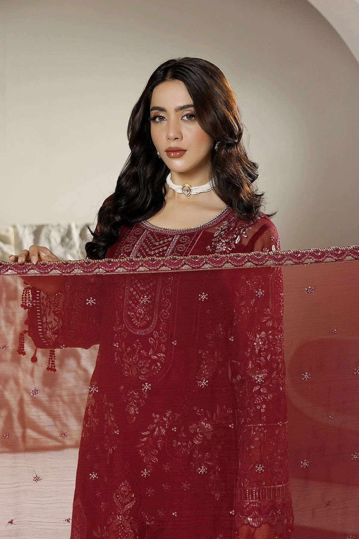 Salai Stitched Chiffon 3 Piece A-12001 - Image 6