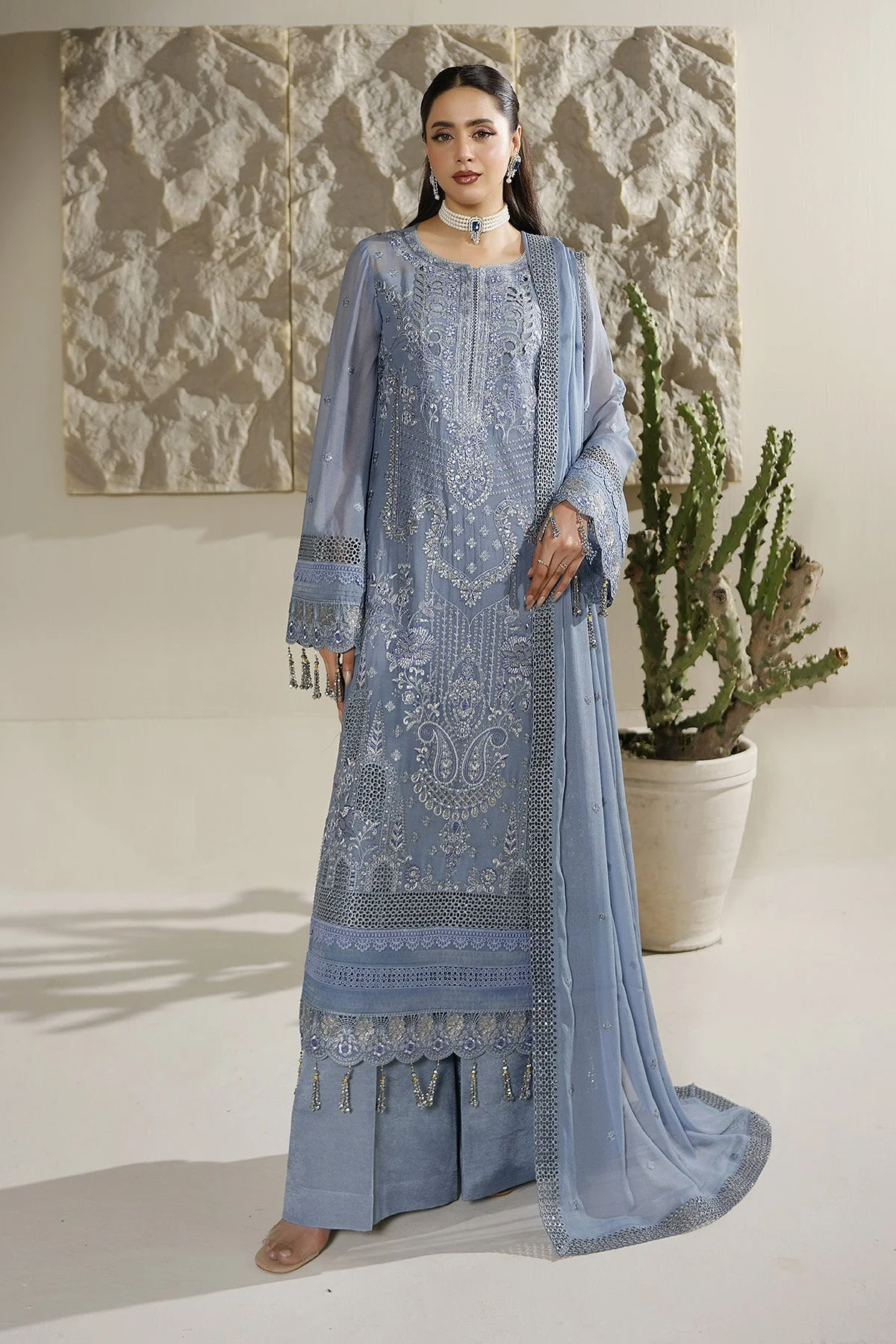 Salai Stitched Chiffon 3 Piece A-12005 J(131&130) - Image 3