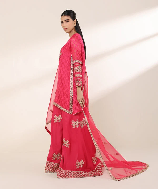 Sapphire Stitched 3 Piece Net Festive Suit J(89) - Image 3