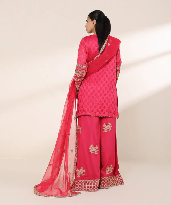 Sapphire Stitched 3 Piece Net Festive Suit J(89) - Image 4