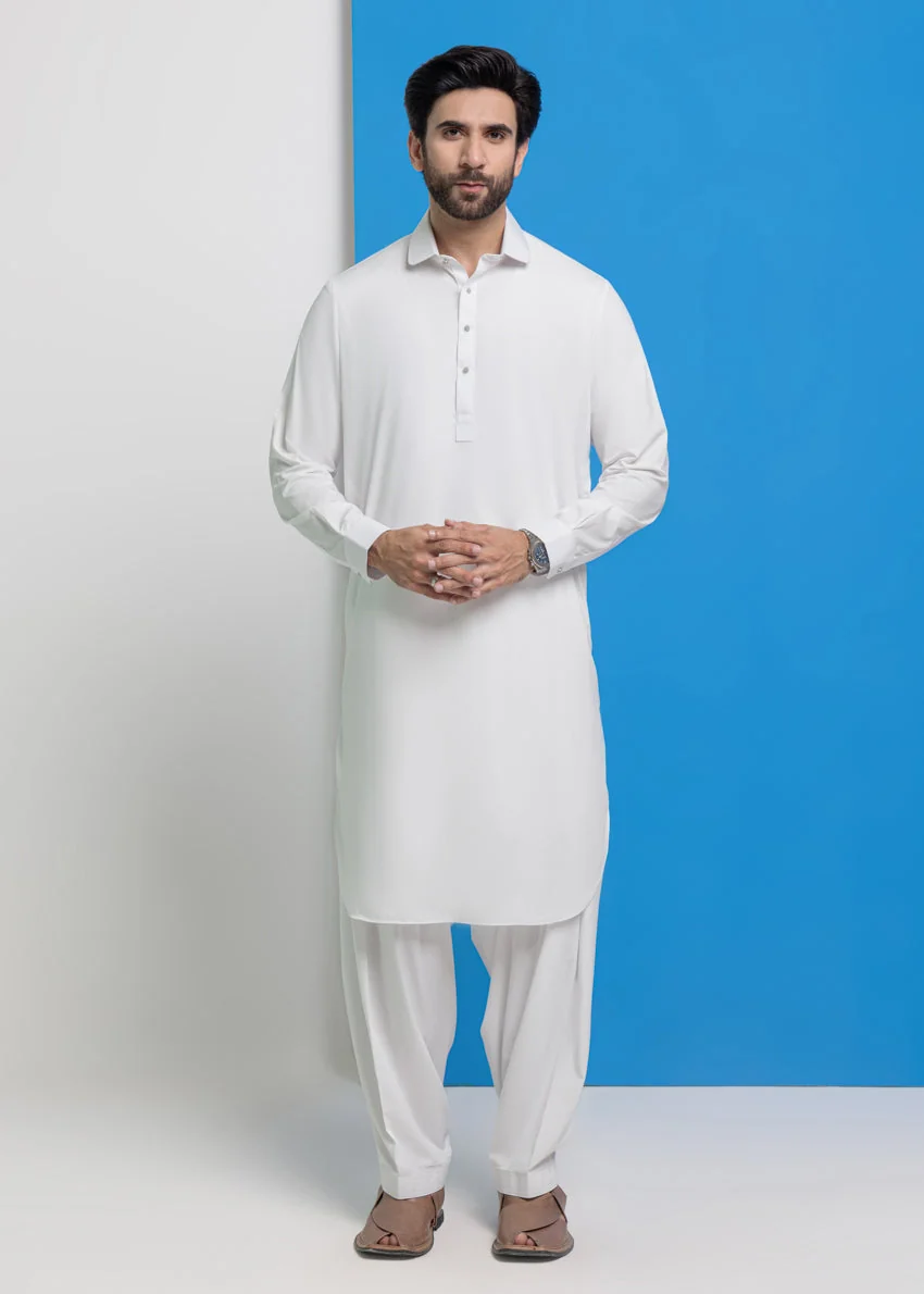 White-Blended-Shalwar Suit - (MPS25SSS2049) Y-F-10 J(44)