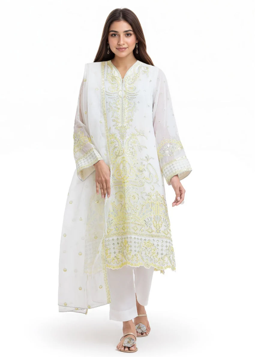 White-Chiffon-3 Piece (WU25FE3039P) J(FW15) Y-124 137 ) - Image 3
