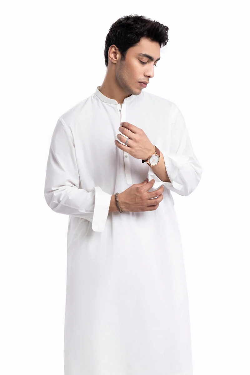 White-Cotton-Shalwar Suit - (MPS25SSS2053) f-2 - Image 6
