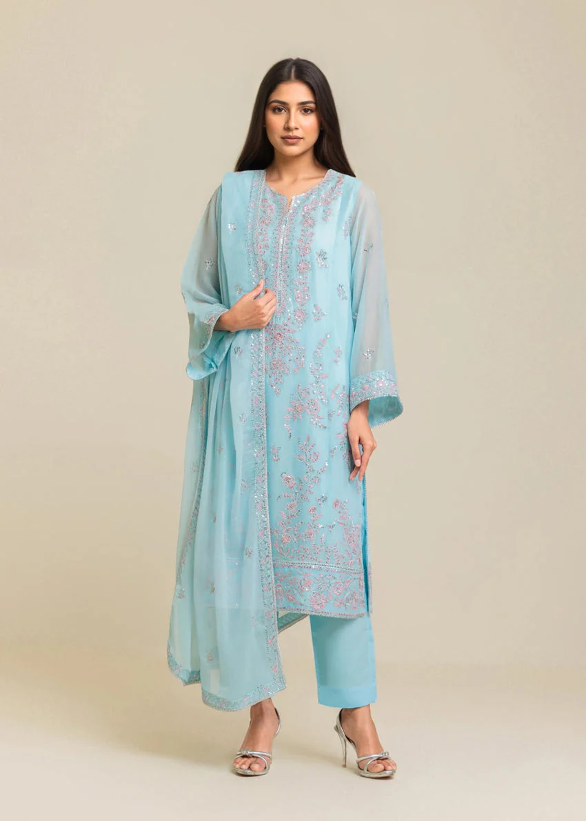 L-Blue-Chiffon-3 Piece (WU3PSLS25AF15P) J(W3) NY 106 , 107 - Image 4